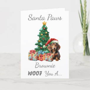 Cartes Pour Fêtes Annuelles Chien de Noël personnalisable Mini Dachshund