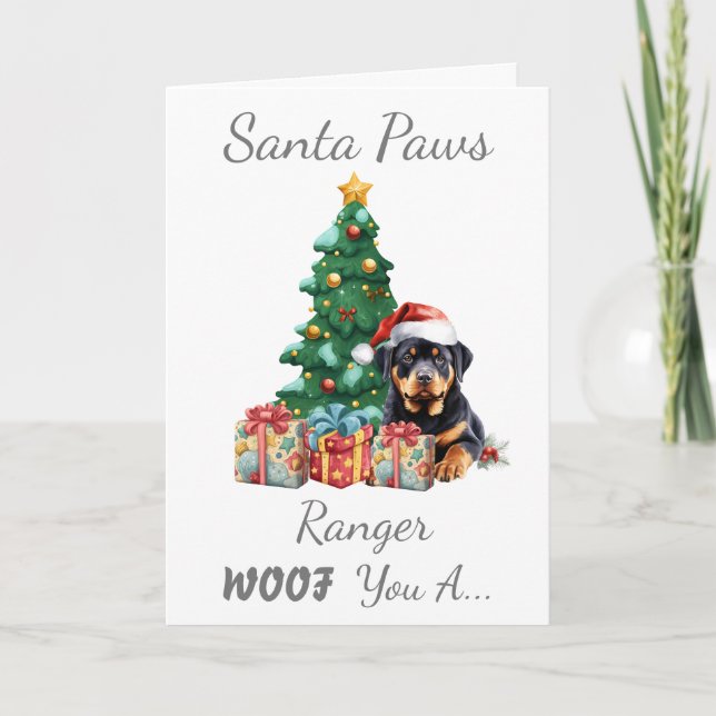 Cartes Pour Fêtes Annuelles Chien de Noël personnalisable Rottweiler (Devant)