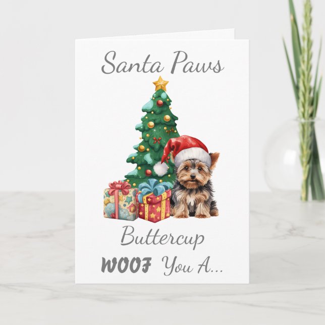 Cartes Pour Fêtes Annuelles Chien de Noël personnalisable Yorkshire Terrier (Devant)