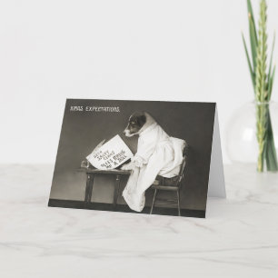 Cartes Pour Fêtes Annuelles Chien de Noël Vintage - Écriture sur Père Noël Paw