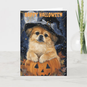 Cartes Pour Fêtes Annuelles Chien de Pékin Halloween