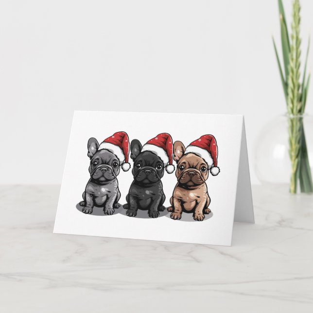 Cartes Pour Fêtes Annuelles Chien de Père Noël (Devant)