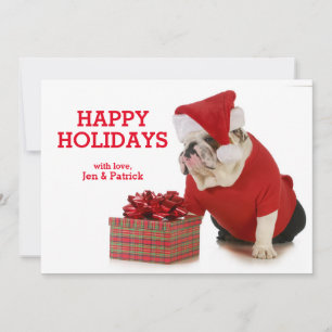 Cartes Pour Fêtes Annuelles Chien de Père Noël - bouledogue anglais habillé