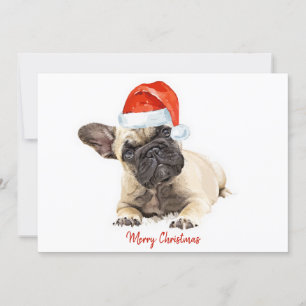 Cartes Pour Fêtes Annuelles Chien de père Noël Chien Français Chien de taule N