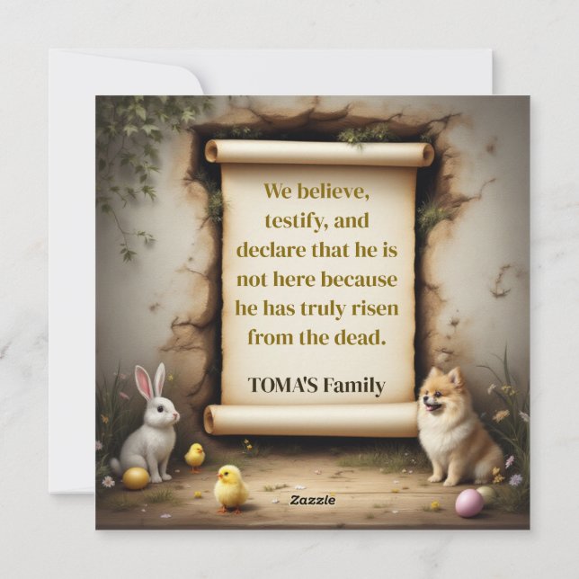 Cartes Pour Fêtes Annuelles Chien de Poméranie et message (Dos)