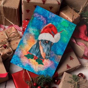 Cartes Pour Fêtes Annuelles Chien de race Doberman Noël