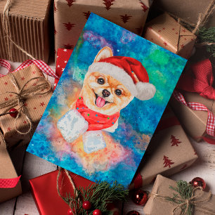 Cartes Pour Fêtes Annuelles Chien de race Pomeranian Noël