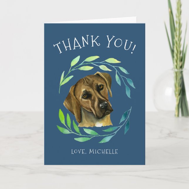 Cartes Pour Fêtes Annuelles Chien de Rhodesian Ridgeback avec un Merci de la (Devant)