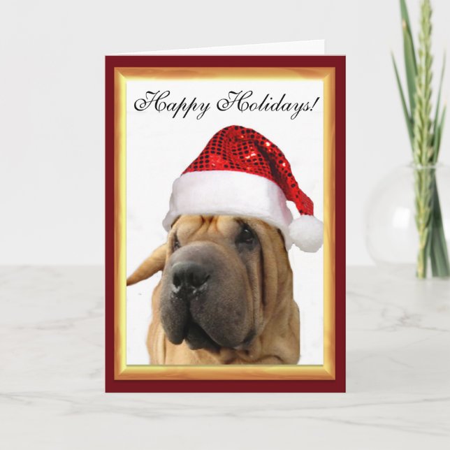 Cartes Pour Fêtes Annuelles Chien de Shar Pei de Noël (Devant)