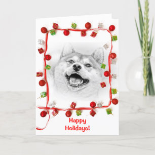 Cartes Pour Fêtes Annuelles Chien de sourire de Shiba Inu
