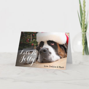 Cartes Pour Fêtes Annuelles Chien de St Bernard avec le casquette de Père Noël
