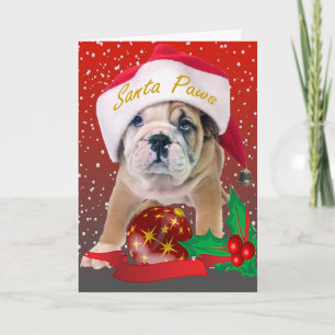 Cartes Pour Fêtes Annuelles Chien de taureau anglais en Santa Hat
