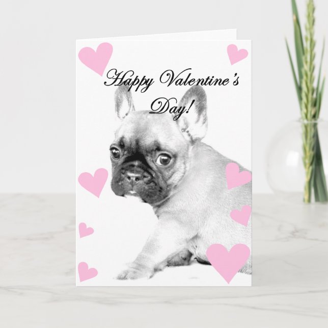 Cartes Pour Fêtes Annuelles Chien de taureau français de la Saint Valentin (Devant)