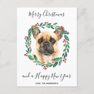 Cartes Pour Fêtes Annuelles Chien de taureau français Élégant Joyeux Noël