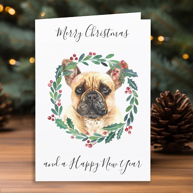 Cartes Pour Fêtes Annuelles Chien de taureau français Joyeux Chien de Noël ten (Créateur téléchargé)