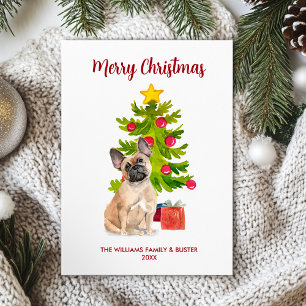 Cartes Pour Fêtes Annuelles Chien de taureau français Noël