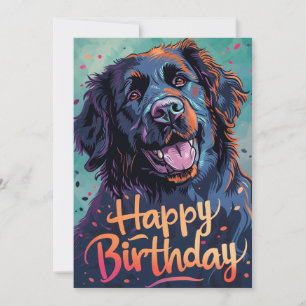 Cartes Pour Fêtes Annuelles Chien de Terre-Neuve coloré Anniversaire