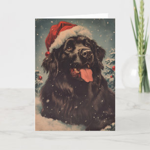 Cartes Pour Fêtes Annuelles Chien de Terre-Neuve vintage Noël personnalisé