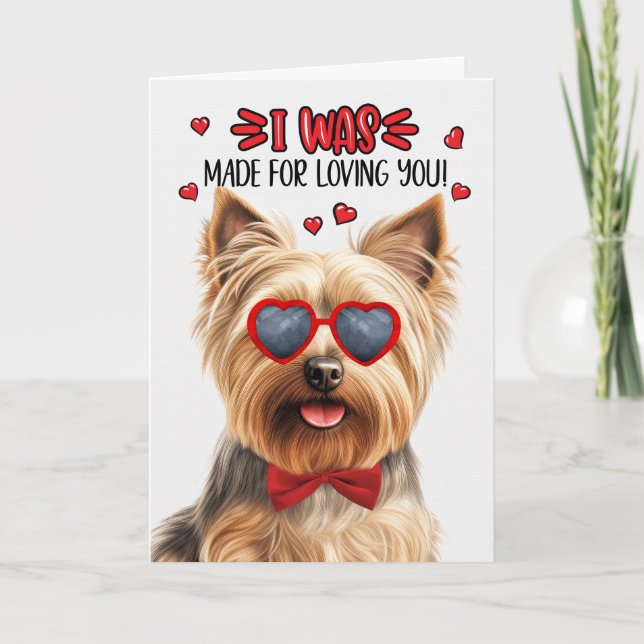 Cartes Pour Fêtes Annuelles Chien de Terrier Silky fait pour vous aimer Valent (Devant)