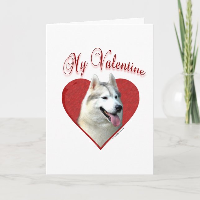 Cartes Pour Fêtes Annuelles Chien de traîneau sibérien mon Valentine (Devant)
