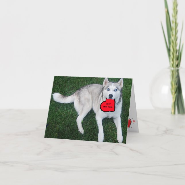 Cartes Pour Fêtes Annuelles Chien de traîneau sibérien personnalisable avec le (Devant)