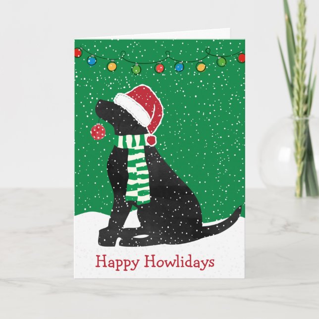 Cartes Pour Fêtes Annuelles Chien de vacances de Noël Black Lab personnalisé (Devant)