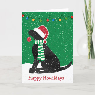 Cartes Pour Fêtes Annuelles Chien de vacances de Noël Black Lab personnalisé