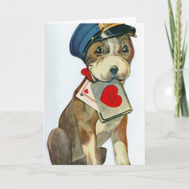 Cartes Pour Fêtes Annuelles Chien de Valentine Vintage (Devant)