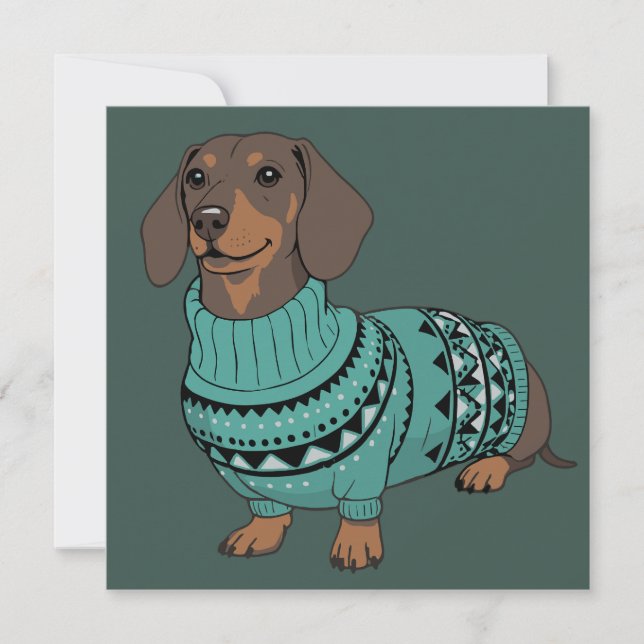 Cartes Pour Fêtes Annuelles Chien de Vienne Noël Sweater laid Teckel Animal de (Devant)