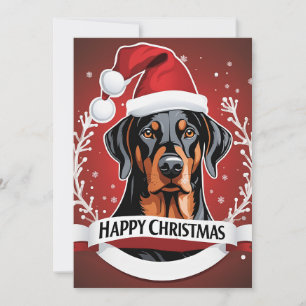 Cartes Pour Fêtes Annuelles Chien Doberman personnalisé Joyeux Noël