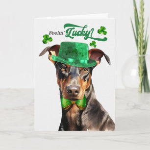 Cartes Pour Fêtes Annuelles Chien Doberman se sent chanceux à la Saint-Patrick