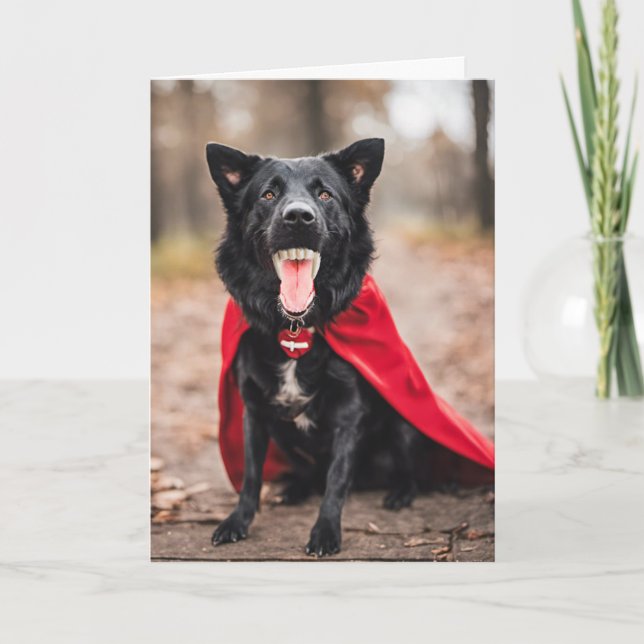 Cartes Pour Fêtes Annuelles Chien Dracula d'Halloween (Devant)