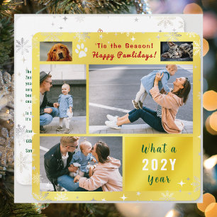 Cartes Pour Fêtes Annuelles Chien Drôle Chat 4 Photos Collage Mignon Élégant D