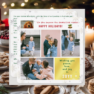 Cartes Pour Fêtes Annuelles Chien Drôle Chat Paix Amour Joie 5 Photos Élégant