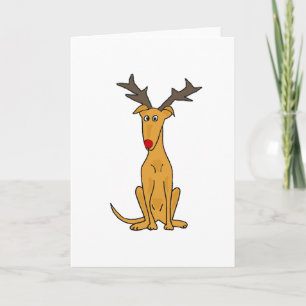 Cartes Pour Fêtes Annuelles Chien drôle de lévrier comme renne de Noël