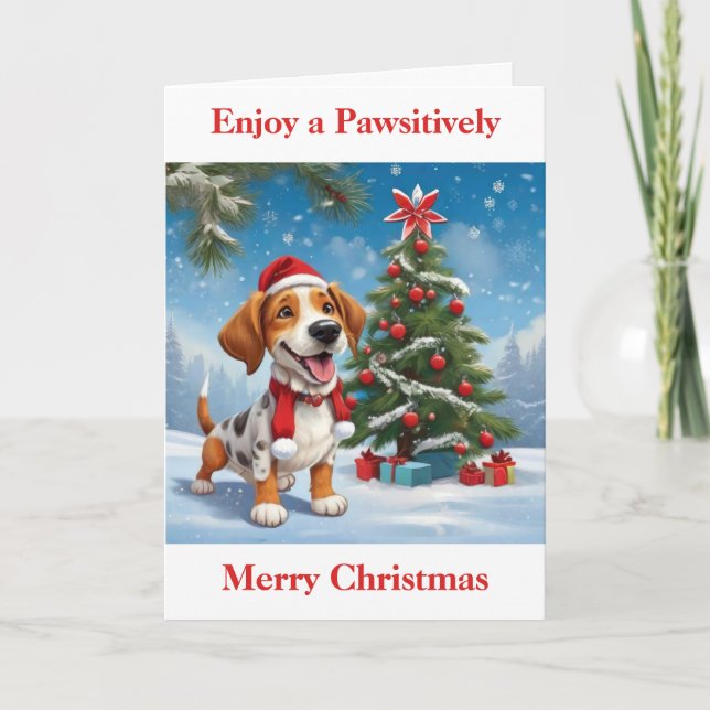 Cartes Pour Fêtes Annuelles Chien du Père Noël (Devant)