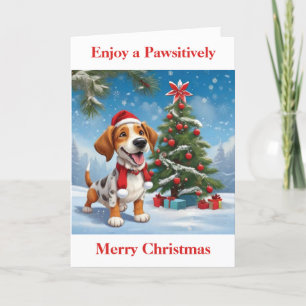 Cartes Pour Fêtes Annuelles Chien du Père Noël