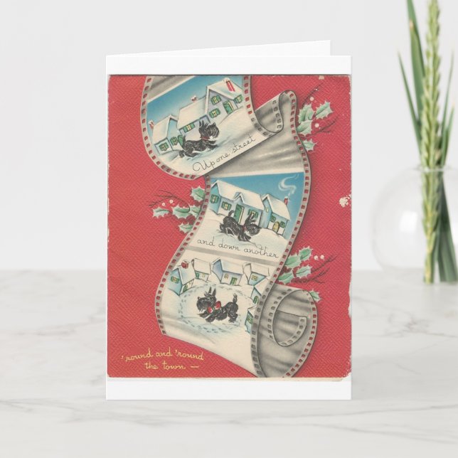 Cartes Pour Fêtes Annuelles Chien écossais de Noël (Devant)