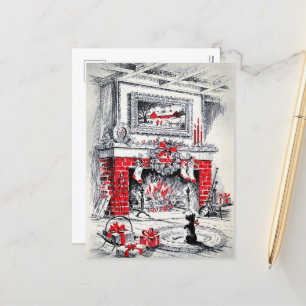 Cartes Pour Fêtes Annuelles chien écossais de Noël rétro