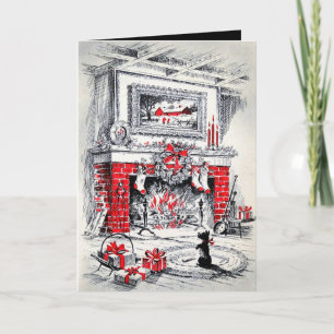 Cartes Pour Fêtes Annuelles chien écossais de Noël rétro