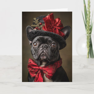 Cartes Pour Fêtes Annuelles Chien élégant victorien de Noël Bouledogue françai