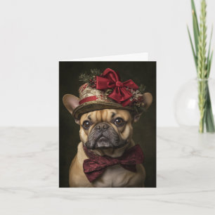 Cartes Pour Fêtes Annuelles Chien élégant victorien de Noël Bouledogue françai