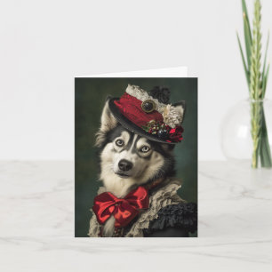 Cartes Pour Fêtes Annuelles Chien élégant victorien de Noël Husky sibérien