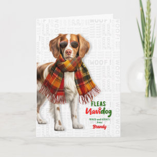 Cartes Pour Fêtes Annuelles Chien Épagneul Breton Drôle Puce Navidog avec nom