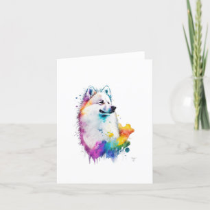 Cartes Pour Fêtes Annuelles Chien Esquimau Américain En Aquarelle Et Stylo