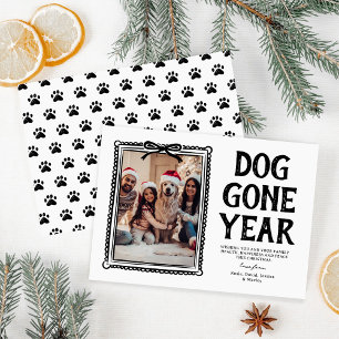 Cartes Pour Fêtes Annuelles Chien est parti année noir blanc photo Noël