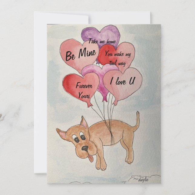 Cartes Pour Fêtes Annuelles Chien et Ballons (Devant)