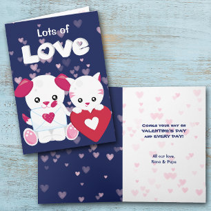 Cartes Pour Fêtes Annuelles Chien et Kitty Chat Love Valentine Card