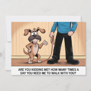 Cartes Pour Fêtes Annuelles Chien Exaspéré Dessin Animé Drôle de Marche