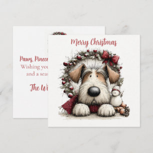 Cartes Pour Fêtes Annuelles Chien festif et Couronne